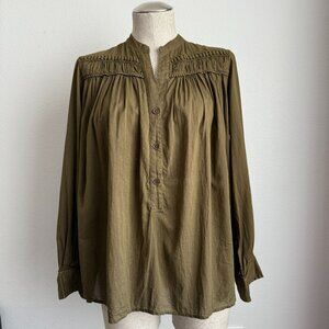 Nili Lotan Clarys Top in Olive Green Color Size Small